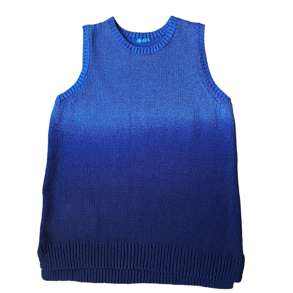 J McLaughlin Alto Ombré Dip-Dye Sweater Vest Blue Coastal Boho Beachy Preppy-L
